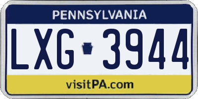 PA license plate LXG3944