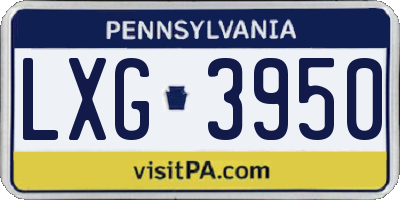 PA license plate LXG3950