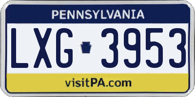 PA license plate LXG3953