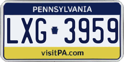 PA license plate LXG3959