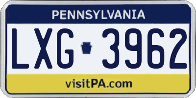 PA license plate LXG3962