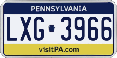 PA license plate LXG3966