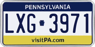PA license plate LXG3971