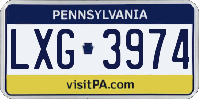 PA license plate LXG3974