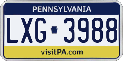 PA license plate LXG3988