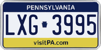 PA license plate LXG3995