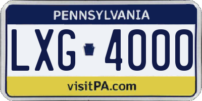 PA license plate LXG4000