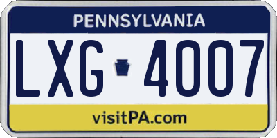 PA license plate LXG4007