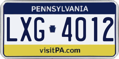 PA license plate LXG4012