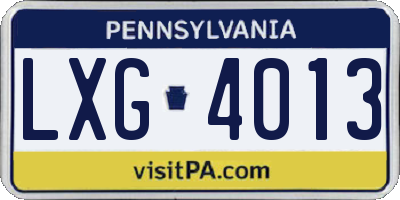 PA license plate LXG4013