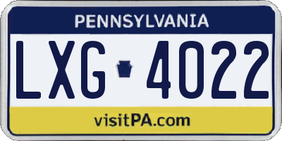 PA license plate LXG4022