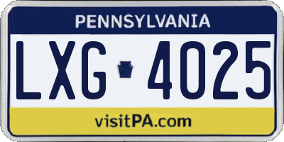 PA license plate LXG4025