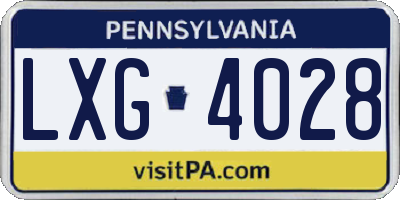 PA license plate LXG4028