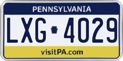 PA license plate LXG4029