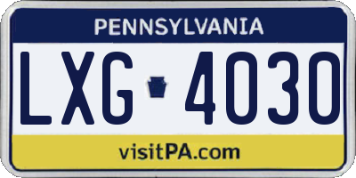 PA license plate LXG4030
