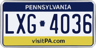 PA license plate LXG4036