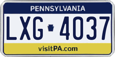 PA license plate LXG4037