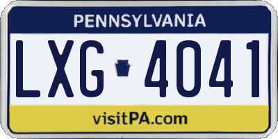 PA license plate LXG4041