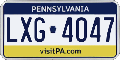 PA license plate LXG4047