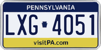 PA license plate LXG4051