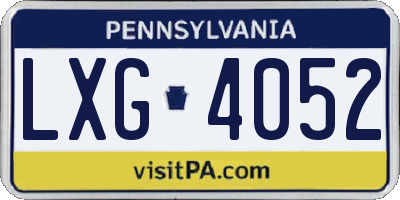 PA license plate LXG4052