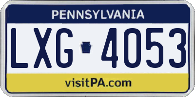 PA license plate LXG4053