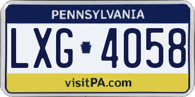 PA license plate LXG4058
