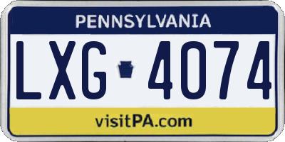 PA license plate LXG4074