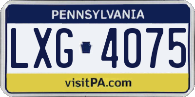 PA license plate LXG4075