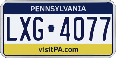 PA license plate LXG4077