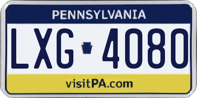 PA license plate LXG4080
