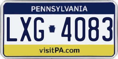 PA license plate LXG4083