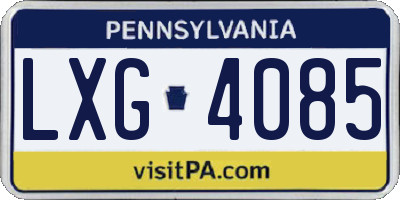 PA license plate LXG4085