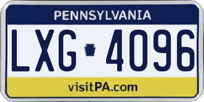 PA license plate LXG4096