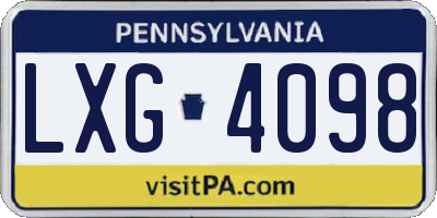 PA license plate LXG4098