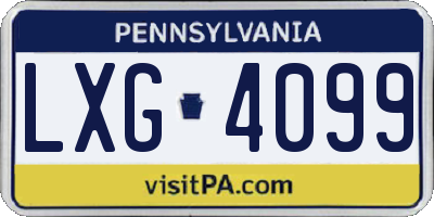 PA license plate LXG4099