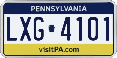 PA license plate LXG4101