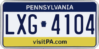 PA license plate LXG4104