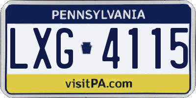 PA license plate LXG4115