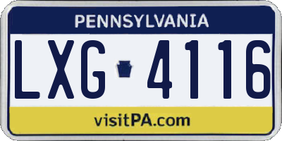 PA license plate LXG4116