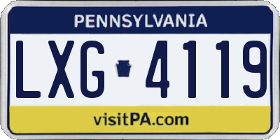 PA license plate LXG4119
