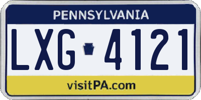 PA license plate LXG4121