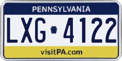 PA license plate LXG4122