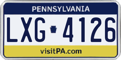 PA license plate LXG4126