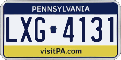 PA license plate LXG4131