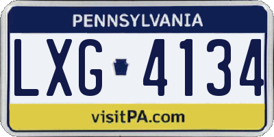 PA license plate LXG4134