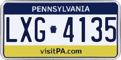 PA license plate LXG4135