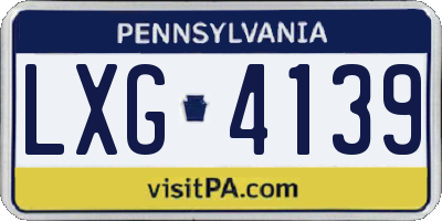 PA license plate LXG4139