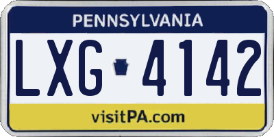 PA license plate LXG4142