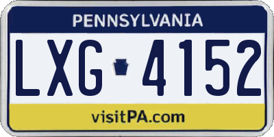 PA license plate LXG4152